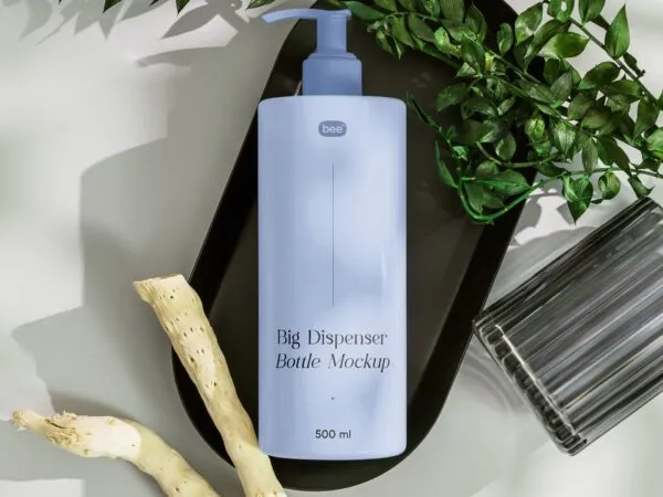 Top View of Chic Big Dispenser Bottle Mockup 1