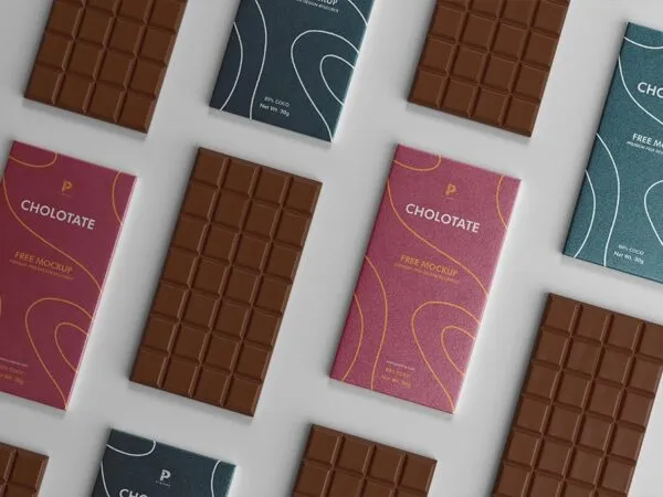 Top View of Chocolate Bar Label Mockup 1