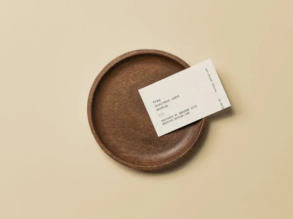 Top View of Clean Business Card Mockup in a Bowl 1