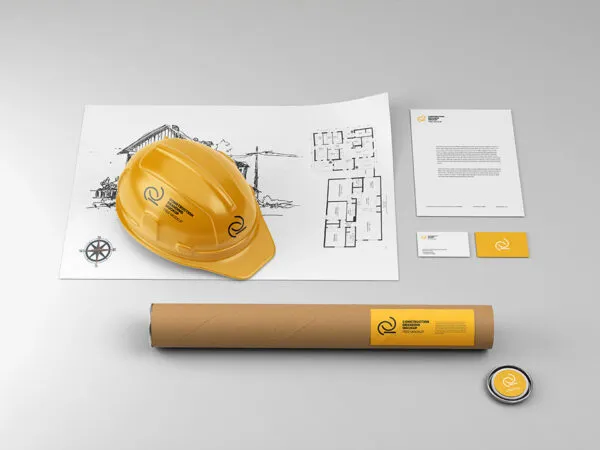 Top View of Construction Branding Mockup 1
