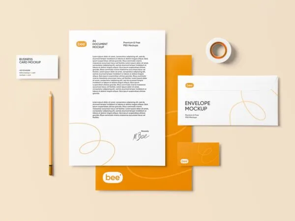 Top View of Corporate Stationery Mockup 1