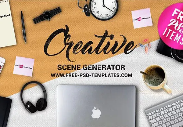 Top View of Creative Scene Mockup 1