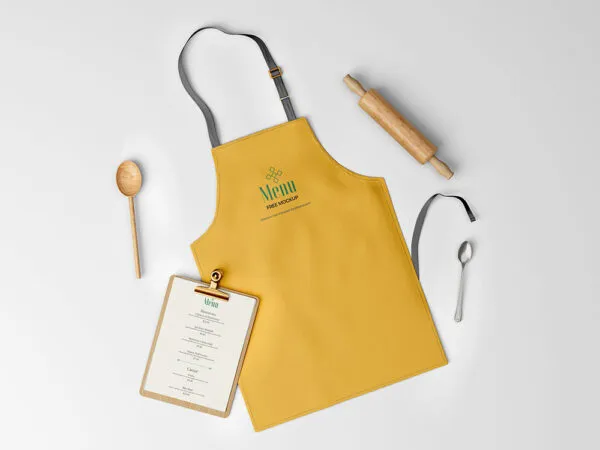 Top View of Fabric Apron Branding Mockup 1