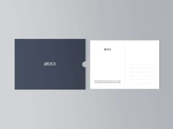 Top View of Flat Navy Blue and White Postcard Mockup 1