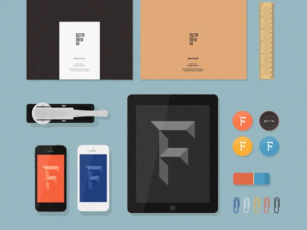 Top View of Flat Stationery Items Mockups 1