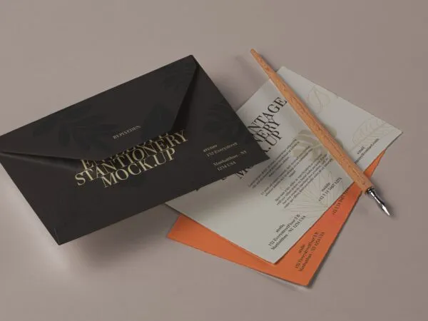 Top View of Floating Envelope Mockup Featuring Cards 1