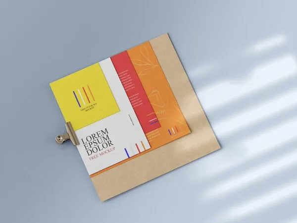 Top View of Flyer Mockup Featuring Paper Clip 1