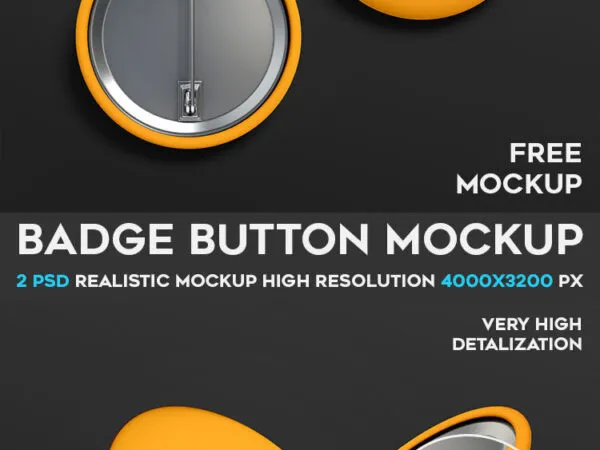 Top View of Front and Back of A Badge Button Mockup 1