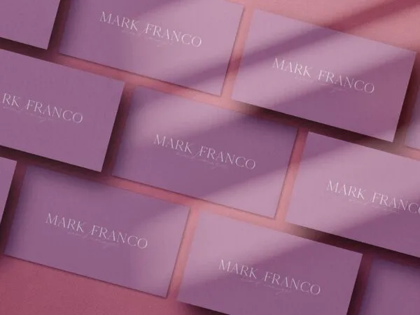 Top View of Grid Business Cards Mockup 1