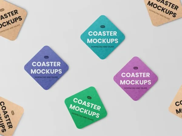 Top View of Grid Coaster Mockups 1