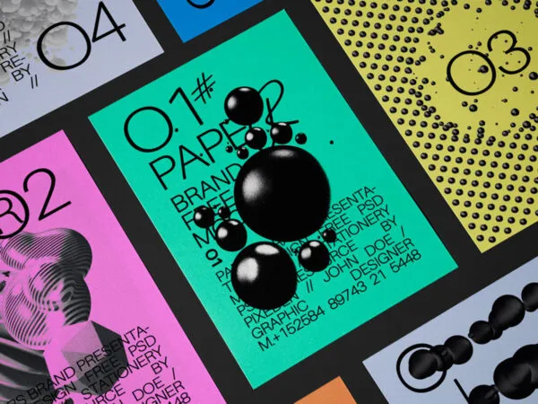 Top View of Grid Papers Brand Mockup Presentation 1