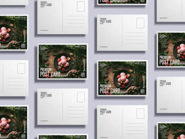 Top View of Grid Postcard Mockup 1