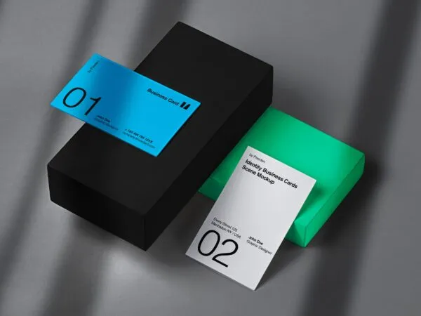 Top View of Identity Brand Business Card Mockup 1