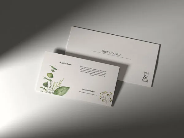 Top View of Invitation Card Mockup with Dimmed Light 1