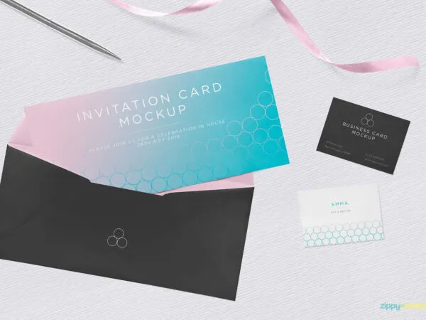Top View of Invitation Mockup Set 1