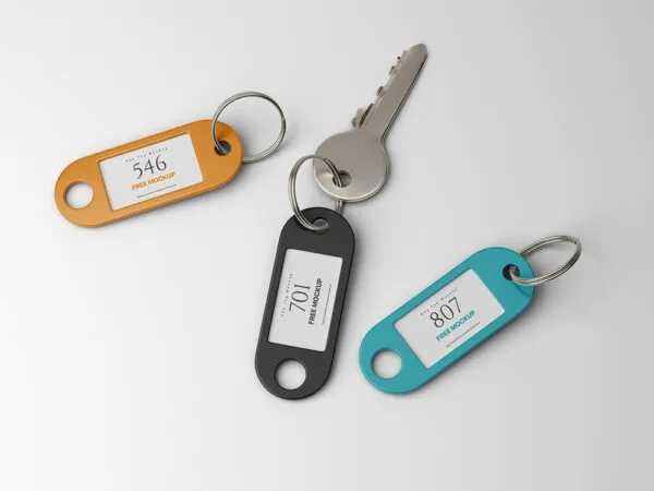 Top View of Key Tags Mockup 1