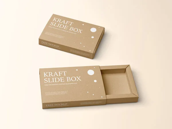 Top View of Kraft Paper Slide Box Mockup 1