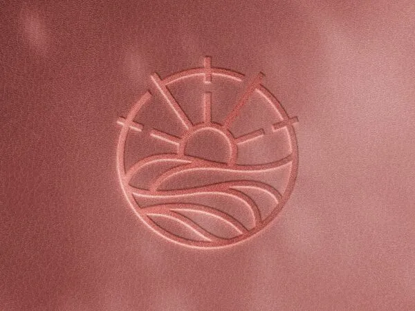 Top View of Leather Debossed Logo Mockup 1