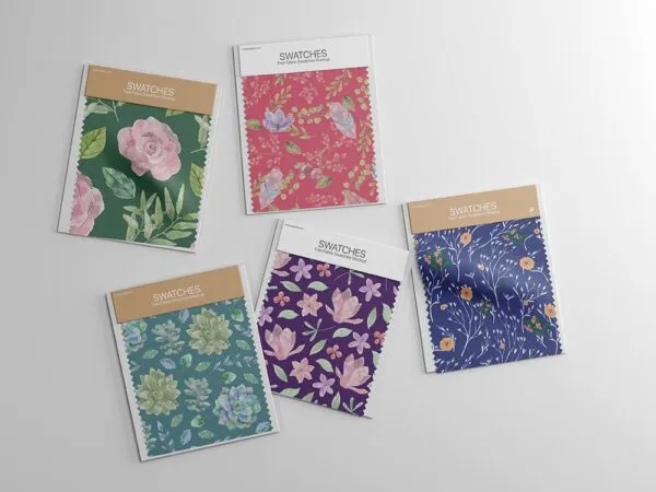 Top View of Minimal Fabric Swatches Mockup 1