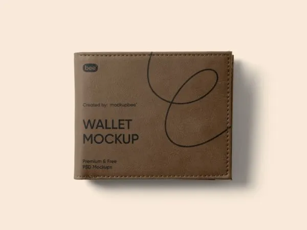 Top View of Minimal Leather Wallet Mockup 1