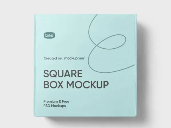 Top View of Minimal Square Box Mockup 1