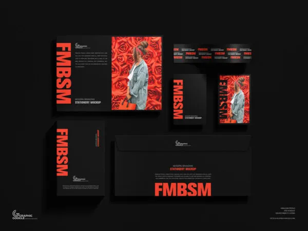 Top View of Modern Branding Stationery Mockup Set 1