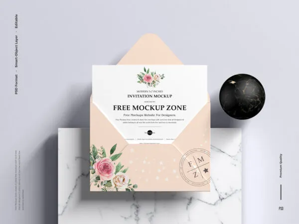 Top View of Modern Invitation Mockup 1