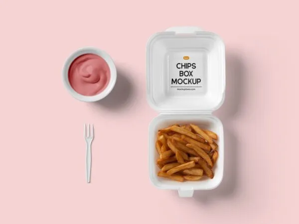 Top View of Modern Minimal Open Chips Box Mockup 1
