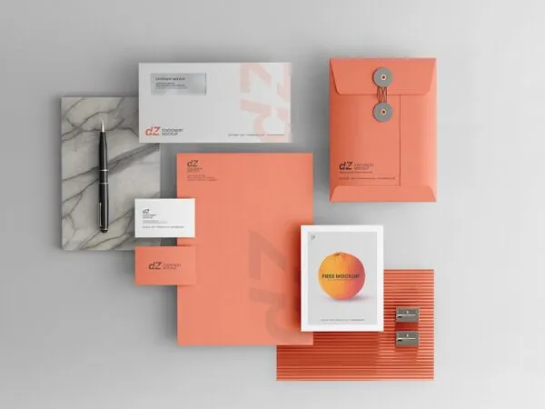 Top View of Modern Stationery Mockup 1