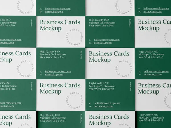 Top View of Multiple Business Cards Mockup 1