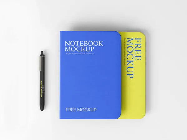 Top View of Notebook Mockup with Pen 1