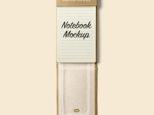 Top View of Oblong Open Notebook Mockup 1