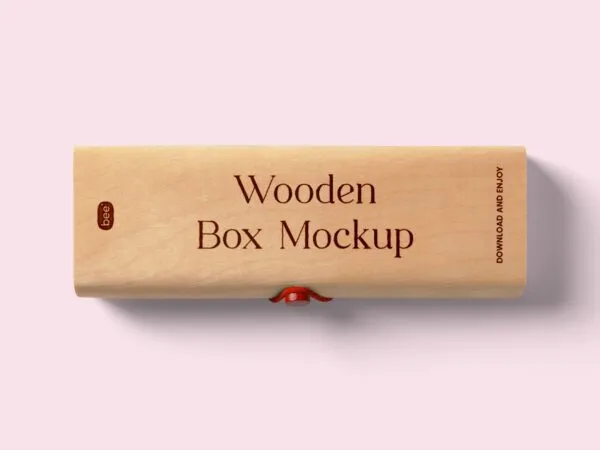 Top View of Oblong Wooden Box Mockup 1