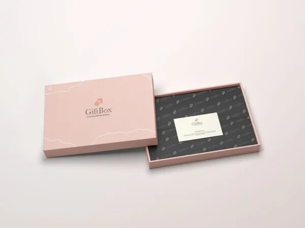 Top View of Open Gift Box Mockup with a Card 1