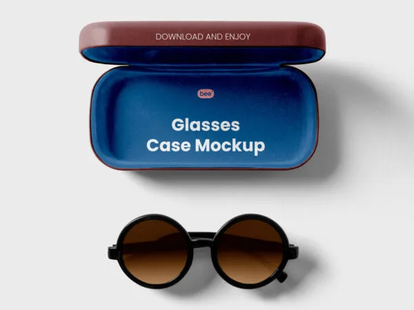 Top View of Open Glasses Case Mockup 1
