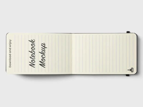 Top View of Open Notebook Mockup with Rubber 1