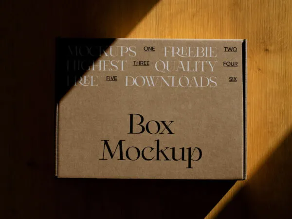 Top View of Paper Box Mockup on Wooden Floor 1