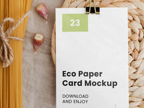 Top View of Paper Card Mockup with Pasta 1