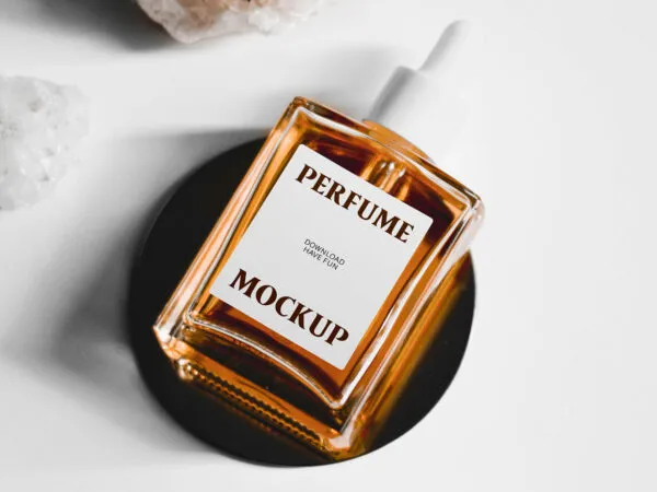 Top View of Perfume Flacon Bottle Mockup 1