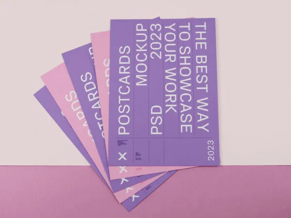 Top View of Postcards Mockup on Floor 1