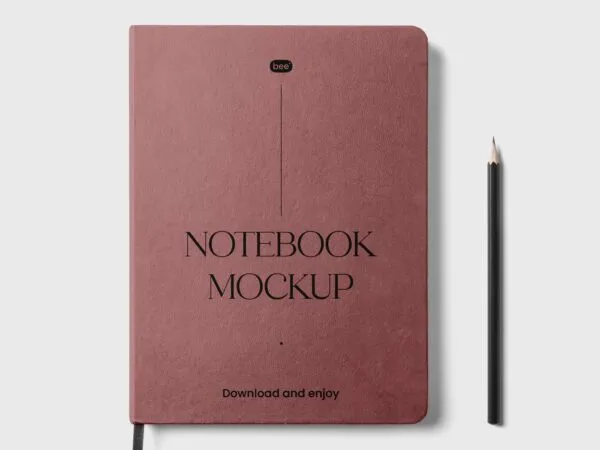 Top View of Realistic A4 Notebook Mockup 1