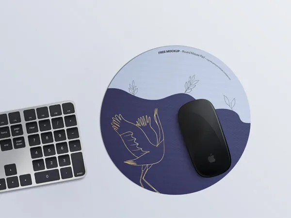 Top View of Round Mouse Pad Mockup 1