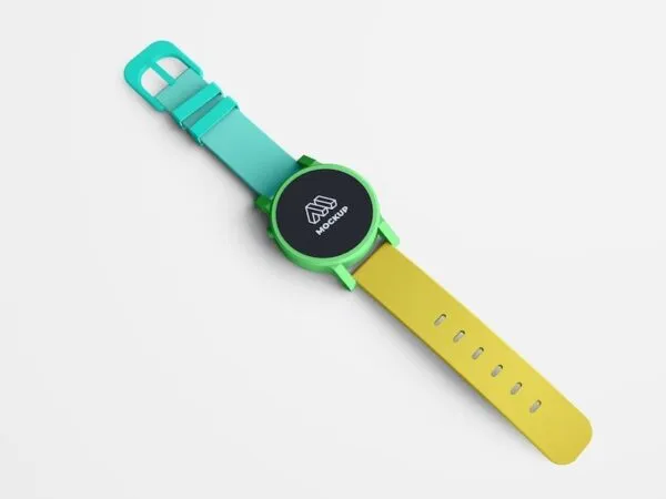 Top View of Round Smartwatch Mockup 1