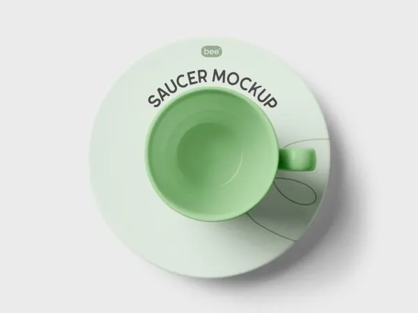 Top View of Saucer with Cup Mockup 1