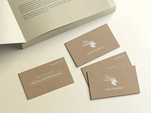 Top View of Several Business Cards Mockup 1