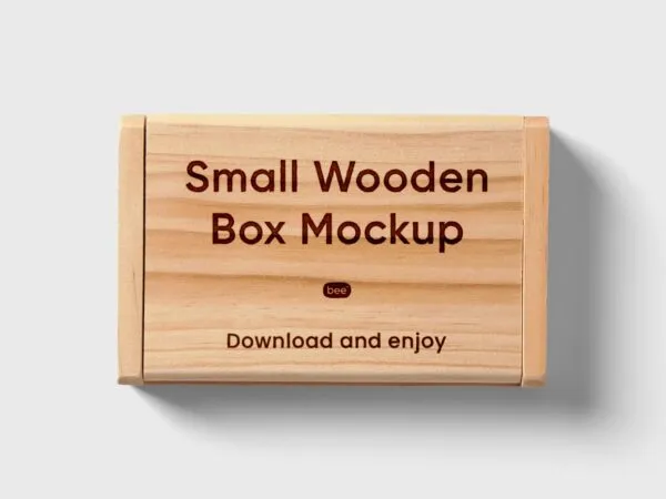 Top View of Simple Small Wooden Box Mockup 1