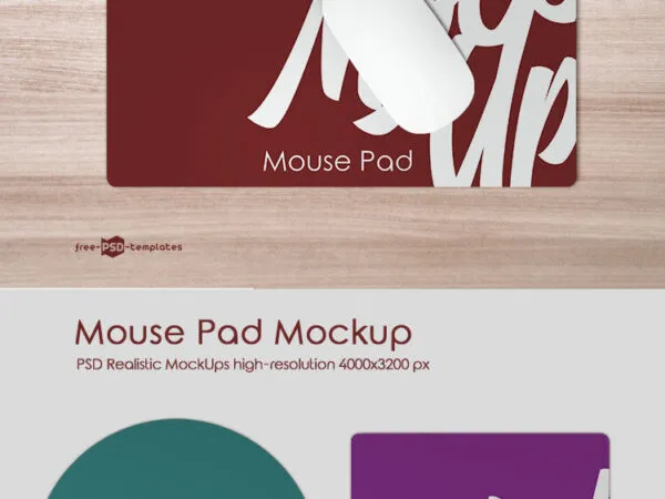 Top View of Simple Wireless Mouse on Pad Mockup 1
