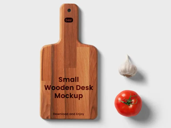 Top View of Small Wooden Board Mockup 1