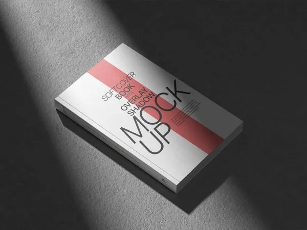 Top View of Softcover Book Mockup with Shadow Overlay 1