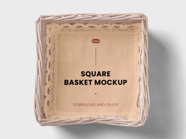 Top View of Square Basket Mockup 1